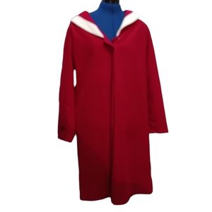 Vtg Vanity Fair Housecoat Robe Red Size 14 Buttons Pockets Zipper Velour